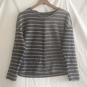 LRG Anthropologie Two-Toned Striped Gray & White Women's Inside Out Slouchy Top